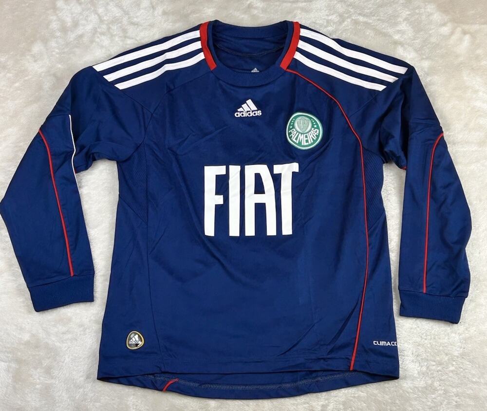 Palmeiras 2011 Adidas Jersey FIAT CASE Brazil Soccer Kids Sz S Blue Long Sleeve
